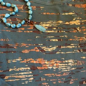 Vintage Daytrip thermal turquoise copper gold tee